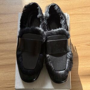 Jimmy Choo Black Fur Loafers - black size 40 (US10)